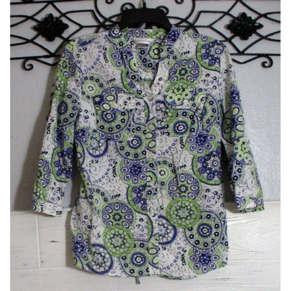 Christopher & Banks Women's Top Size S Long Sleeve Multicolored V Neck